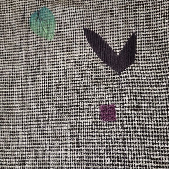 Play Alegre Hand Painted Gingham Midi Skirt S High Rise Hippie Boho- Linen Blend - Picture 7 of 9